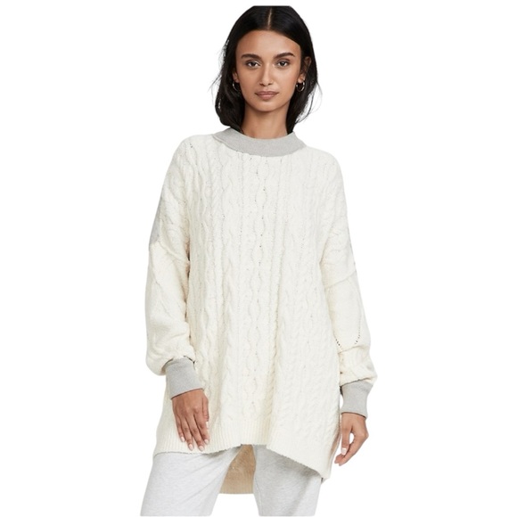 FREE PEOPLE Olympia Tunic Cable Knit Chunky Sweater Sweatshirt XS OVERSIZED S M - Picture 10 of 16